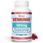 Berberine 500mg Supplement, 97% Tested Purity Berberine Supplements Sourced From Non-GMO Berberis Aristata (60 Veggie Caps of Berberine HCL)