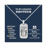 Brother Gifts for Christmas Dog Tag Necklace - Mens Military Army Dog Tags Bro Bruv Boys Stainless Steel Silver Necklaces for Him Buddy Amigo Pal Chum Mate Birthday Gift - We Will Fight Them Together