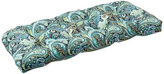 Pillow Perfect Outdoor/Indoor Pretty Paisley Navy Wicker Loveseat Cushion