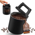 KC Kitchen & Co. Airtight Coffee Canister for 250 g Coffee Beans - Stainless Steel Storage Jar with Vacuum Lid & Aroma Seal - Storage Jar for Coffee, Tea, Sugar, Cereal - Matte Black (1000 ml)