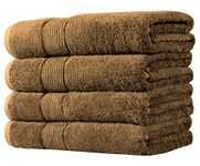 Prime Collections Luxury Brown Bath Towels Large - 600 GSM Circlet Bamboo Cotton | Absorbent Hotel Bathroom Towel | 27x54 Inch | Set of 4 (Brown (Bath Towel Set), 4)