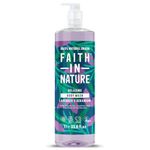 Faith In Nature 1L Natural Lavender & Geranium Body Wash, Relaxing Shower Gel, Vegan and Cruelty Free, No SLS or Parabens, Family Sized