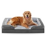 JOEJOY Extra Large Memory Foam Dog Bed Sofa, Orthopedic Dog Beds with Removable Flannel Cover, Washable Dog Bed Mattress Couch, Grey, Fits up to 90lbs, 106x80x16cm