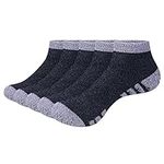 YUEDGE Mens Black Ankle Non Slip Fluffy Slipper Socks Cosy Fuzzy Plush Thermal Warm Sleep Bed Socks for Mens Size 9-12, 5 Pairs