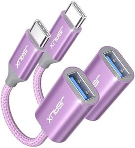 JSAUX USB C to USB 3.0 Adapter [2 Pack], Type C Male to USB Female OTG Cable Compatible with MacBook Pro/Air, iPhone 15 Pro Max/15 Plus/15, Samsung Galaxy S24/S23/S22/S21-Purple