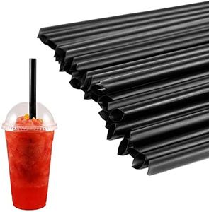 Jumbo Smoothie Straws, 100 pack, 10.5 in, Boba Straw, Extra Wide & Fat, Black, 0.5" Diameter, Large, Polypropylene Plastic, BPA Free, Reuseable for Milkshakes, Tea, Coffee, Bubble Milk | Houseables