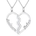 Sterling Silver Name Necklace for 2-Personalised Heart Puzzle Jewellery Set Gifts for Women Girl Bff-Custom Couples Gifts Necklace