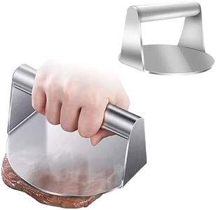 Stainless Steel Manual Hamburger Meat Press, 304 Burger Smasher, Hand Pattie Press, Round Burger Smasher 5.5 Inch, for Bacon, Steak, Sandwich, Perfect for Flat Top Griddle Grill Cooking