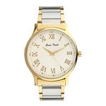 Swiss Track Analogue Men,Watch White Dial Silver & Gold Colored Strap