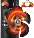 Xmasneed Stove Fan, Log Burner Fan With Thermometer, 5 Blades Flue Pipe Fireplace Fans, Eco-Friendly Heat Powered Wood Burner Fans, Silent for Home Wood Burning/Log Burner/Fireplaces