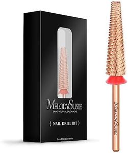 MelodySusie Super Long 5 in 1 Nail Drill Bits, 3/32'' Carbide Tungsten Bits, Suitable for Manicure Pedicure Cuticle Gel Polishing, Professional Advanced Bits, Rose Gold, Series Bit-X, Fine