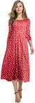 HOTOUCH Plus Size Dress for Women Printed Dress Below The Knee Dresses Casual, Red Heart XXXL