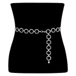 O Ring Metal Waist Chain Belt Women Girls Adjustable Body Link Belts Fashion for Jeans Dresses Silver M