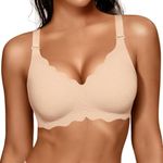 OEAK Women Jelly Bras No Underwire Scalloped Push Up Buttery Soft Tshirt Bra Seamless Full Coverage Convertible Everyday Bra Jacquard Skin,3XL
