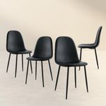 Aykah Black Dining Chair Set of 4, Faux Leather Dining Chairs for Kitchen, Dining Room, Bedroom, Pre Assembled Side Chairs (Black)