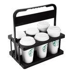 Bodaon Drink Carrier with Handle, Plastic Cup Carriers for Drinks, Drink Holder for Car, Uber/GrubHub/Eats Doordash Accessories, Portable Foldable Reusable Mobile, Use for Food Delivery Bag, Black, BD_CHPL_6H9_BK_1PK