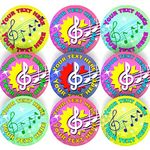 144 Personalised Music Award 30mm Reward Stickers for School Teachers parents