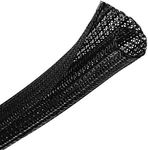 CrocSee 25ft - 1/2 inch Braided Cable Management Sleeve Cord Protector - Self-Wrapping Split Wire Loom for TV/Computer/Home Theater/Engine Bay - Black