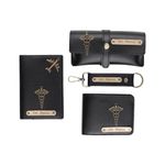 AICA Personalised Name Doctor Dr Leather Wallet Gift Set for Men - Gift for Doctor Dr (Black)