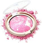 Baked Powder Blush-Brighten Glow Marbleized Blush Powder Palette,Lightweight Shimmery Cruelty-Free face Blush for Cheeks,Eyeshadow & Highlight,Makeup Gift for Women rubores de maquillaje(0.49Ounce)-02