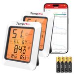 TempPro Hygrometer Thermometer for House TP350, Bluetooth Room Indoor Greenhouse Thermometer Up to 260FT,Backlit Humidity Meter Temperature Sensor with 2-Year Data Export, 2 Pack(Previously ThermoPro)