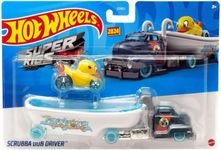 Hot Wheels Scrubba Dub Driver New for 2024 Truck and Trailer