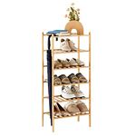 quiseolu Shoe Rack for Entryway Closet 6 Tier Narrow Shoe Rack Stackable Organizer Storage Bamboo Shoe Rack Vertical Small Shoe Rack Shelf Free Standing Shoe Racks D11 * W17.7 * H39.3 Inches,Natural