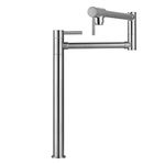 WOWOW Pot Filler Faucet Deck Mount Stove Faucet, Solid Brass Pot Filler Brushed Nickel Kitchen Folding Faucet with Stretchable Double Joint Swing Arm (Modern Style, Brushed Nickel)