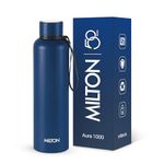Milton Aura 1000 Thermosteel Water Bottle, 24 Hr Hot and Cold I Leak Proof Lid, ISI Certified I Vacuum Insulated I for Office, Gym, School I Dark Blue