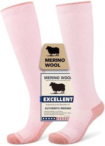 Iambamboo Merino Wool Compression Socks for Women & Men, 20-30 mmHg Knee High Dryarn Socks for Flying, Travel, Running S/M (Pink)