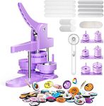 KOSIEJINN Button Maker Machine Multiple Sizes 1''+1.25''+2.25'' Button Badge Maker Machine Pin Button Press Maker with 300pcs Button Parts&Circle Cutter&Picture (Purple)