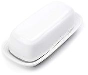 Fox Run Butter Dish, White Stoneware Butter Keeper with Lid