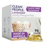 Clean People Laundry Detergent Pods - Plant-Based, Hypoallergenic Laundry Pods - Ultra Concentrated, Plastic Free, Recyclable Packaging, Stain Fighting - Lavender, 96 Pack