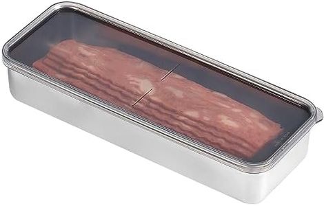 MUUBOOX Bacon storage container for fridge,304 Stainless Steel Airtight Deli meat container/Kitchen Meat Saver Storage Container (M)