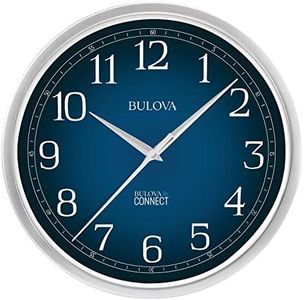 Bulova Clocks Precise Bulova Connect Wall Clock, 12.5", Matte Silver and Blue