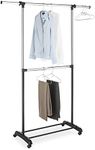 Whitmor Adjustable 2-Rod Garment Rack, Black & Chrome