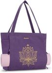 Gonex Yoga Mat Bag, Large Yoga Tote Bag with Multi Pockets for Women Men, Canvas Yoga Mat Carrier Fits Yoga Blocks & Accessories, Full Zipper Easy Access for Pilates, Gym, Travel, Purple, Extra Large