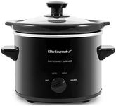 Elite Gourmet MST239X Dishwasher-Safe Glass Lid & Ceramic Pot Electric Slow Cooker, AdjCatable Temp, Entrees, Sauces, Stews and Dips, 2 Qt Capacity, Black