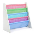 Humble Crew Kid's Wood 4-Pocket Bookrack, White and Pastel, 11' x 28' (WO594)