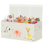 Extra Large Toy Box Storage for Boys Girls - Collapsible Toy Chest Organizer for Kids,Toy Bin Container with Lid and Handles for Clothes,Blanket,Nursery,Playroom,Bedroom,Stuffed Animals,Quilt(Beige)