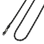 FIBO STEEL 4mm Stainless Steel Rope Chain Necklace for Men 16-30 inches Silver Gold Black-tone