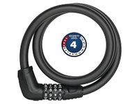 ABUS cable lock Tresor 6412C - Combination lock, individually adjustable - Steel cable with plastic coating - ABUS security level 4 - 85 cm, black