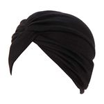 beauty YFJH Chemo Beanies Head Wraps for Women Knotted Pre Tied Sleep Turban Headwear Caps for Cancer Hair Cover Hats (Black)