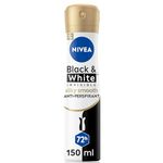 NIVEA Black & White Silky Smooth Anti-Perspirant Spray (150ml), 72hr Anti-Sweat Women's Deodorant Spray, No Stains on Black and White Clothes, Ideal after Shaving