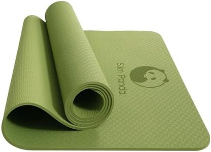 Slim Panda Yoga Mat Non-Slip, Pilates Mat Thick, Anti Tear TPE Yoga Mat for Women Men Kids, 6mm Thick Excercise Mat with Carrying Strap for Workout, Fitness, Floor Exercises(Green)