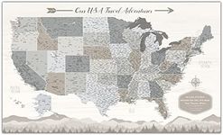 Holy Cow Canvas Personalized Farmhouse Push Pin USA Map on Canvas, United States Travel Map with Pins to Mark Travels, Push Pin Map United States, Best Gift for People Who Travel Gift for Traveler