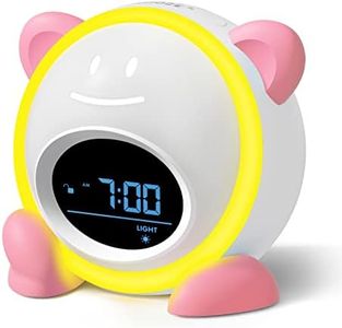 Windflyer OK to Wake Clock for Kids, Sleep Training Clock with Night Light and Sound Machine, Kids Alarm Clock for Bedrooms, Pink