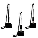 NUOBESTY 3pcs Secure Counter Pens with Adhesive Chain Desktop Gel Ink Pen Security Pen Holder Stand Type Spring Joint Pen for Reception Desk