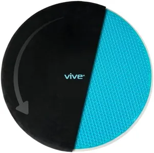 Vive Swivel Car Seat Cushion for Handicapped & Elderly Assistance - 360 Large Round Rotating Chair Pad with Memory Foam (Black)
