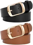 SUOSDEY Fashion Womens Leather Belt, Soft Leather Waist Belt with Pin Buckle for Jeans Pants,width 1.3"